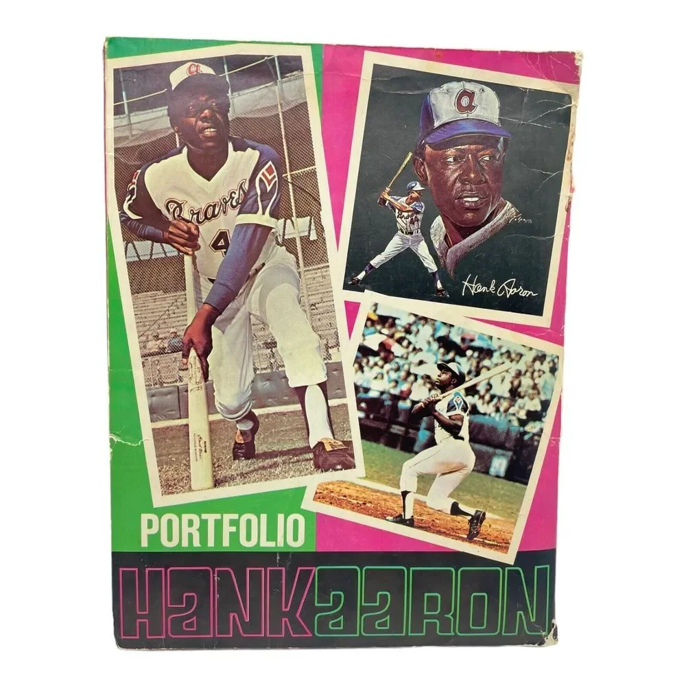 VTG 1970's Hank Aaron Atlanta Braves MLB Baseball Portfolio Pocket School Folder